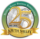 Logo - Building Better Business Relationships. Celebrating 25 Years. 1993 - 2018. South Shelby Chamber of Commerce